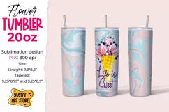 "Life is Sweet" Tumbler sublimation design. Flowers tumbler Product Image 1