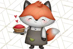 Sweetheart Baking Crew Clipart PNG, Valentine Animal Chef Product Image 3