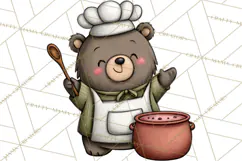 Sweetheart Baking Crew Clipart PNG, Valentine Animal Chef Product Image 5