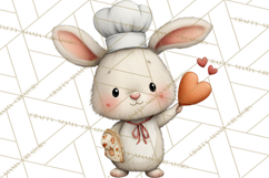Sweetheart Baking Crew Clipart PNG, Valentine Animal Chef Product Image 4