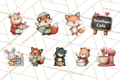 Sweetheart Baking Crew Clipart PNG, Valentine Animal Chef Product Image 6