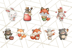 Sweetheart Baking Crew Clipart PNG, Valentine Animal Chef Product Image 4