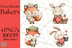 Sweetheart Baking Crew Clipart PNG, Valentine Animal Chef Product Image 1