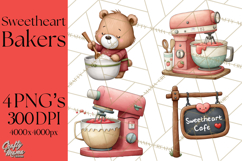 Sweetheart Baking Crew Clipart PNG, Valentine Animal Chef Product Image 1