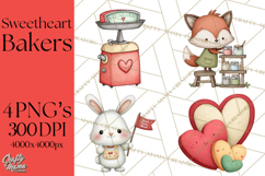 Sweetheart Baking Crew Clipart PNG, Valentine Animal Chef Product Image 1