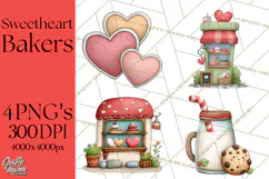 Sweetheart Baking Crew Clipart PNG, Valentine Animal Chef Product Image 1