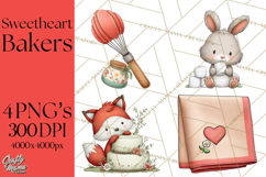 Sweetheart Baking Crew Clipart PNG, Valentine Animal Chef Product Image 1