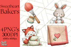 Sweetheart Baking Crew Clipart PNG, Valentine Animal Chef Product Image 1