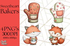 Sweetheart Baking Crew Clipart PNG, Valentine Animal Chef Product Image 1