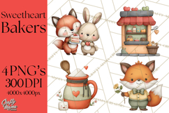 Sweetheart Baking Crew Clipart PNG, Valentine Animal Chef Product Image 1