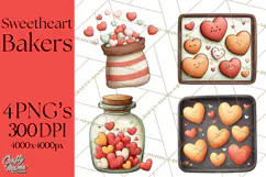 Sweetheart Baking Crew Clipart PNG, Valentine Animal Chef Product Image 1