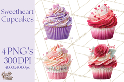 Valentine Cupcake Clip Art PNG for Sweet Printables Product Image 1