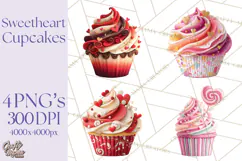 Valentine Cupcake Clip Art PNG for Sweet Printables Product Image 1