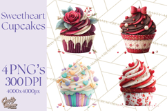 Valentine Cupcake Clip Art PNG for Sweet Printables Product Image 1