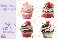 Valentine Cupcake Clip Art PNG for Sweet Printables Product Image 1