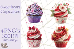 Valentine Cupcake Clip Art PNG for Sweet Printables Product Image 1