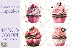 Valentine Cupcake Clip Art PNG for Sweet Printables Product Image 1