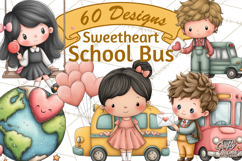 Sweetheart School Bus Clipart PNG, Kids Valentine Art Product Image 1