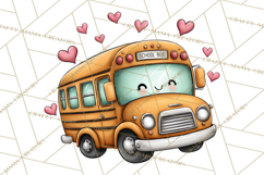 Sweetheart School Bus Clipart PNG, Kids Valentine Art Product Image 2