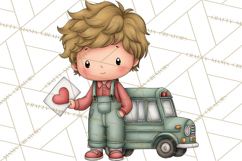 Sweetheart School Bus Clipart PNG, Kids Valentine Art Product Image 5