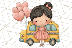 Sweetheart School Bus Clipart PNG, Kids Valentine Art Product Image 4