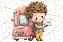 Sweetheart School Bus Clipart PNG, Kids Valentine Art Product Image 2