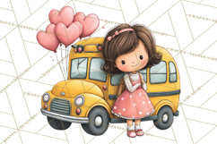 Sweetheart School Bus Clipart PNG, Kids Valentine Art Product Image 5
