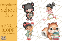 Sweetheart School Bus Clipart PNG, Kids Valentine Art Product Image 1