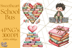 Sweetheart School Bus Clipart PNG, Kids Valentine Art Product Image 1