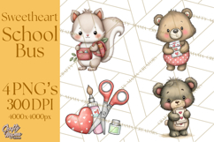 Sweetheart School Bus Clipart PNG, Kids Valentine Art Product Image 1