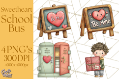 Sweetheart School Bus Clipart PNG, Kids Valentine Art Product Image 1