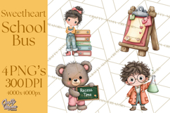 Sweetheart School Bus Clipart PNG, Kids Valentine Art Product Image 1