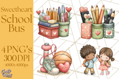 Sweetheart School Bus Clipart PNG, Kids Valentine Art Product Image 1