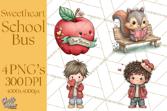 Sweetheart School Bus Clipart PNG, Kids Valentine Art Product Image 1