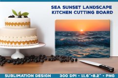 Sunset Cutting Board Sublimation. Sea sunset landscape PNG Product Image 1