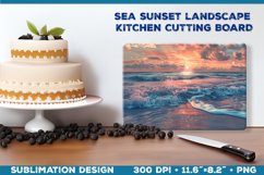 Sunset Cutting Board Sublimation. Sunset seascape design Product Image 1