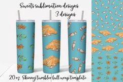 Sweets sublimation design Skinny tumbler wrap design 