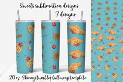 Sweets sublimation design Skinny tumbler wrap design 