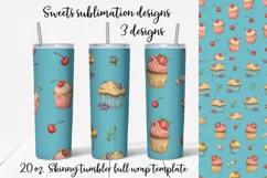 Sweets sublimation design Skinny tumbler wrap design 