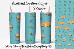 Sweets sublimation design Skinny tumbler wrap design 