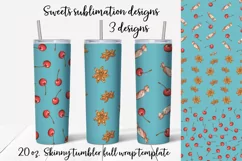 Sweets sublimation design Skinny tumbler wrap design 