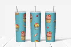Sweets sublimation design Skinny tumbler wrap design 