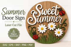 Sweet Summer Sign - SVG Laser Door Hanger Cut Files Product Image 1
