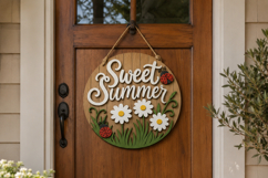 Summer Door Hanger SVG | Laser Cut Round Porch Sign Bundle Product Image 7