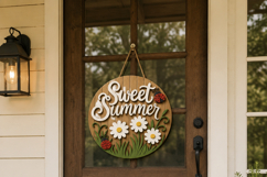 Summer Door Hanger SVG | Laser Cut Round Porch Sign Bundle Product Image 13