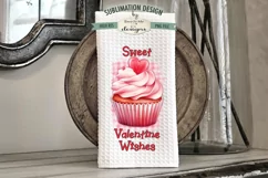 Sweet Valentine Cupcake PNG | Towel Sublimation Design Product Image 1