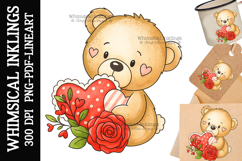 Sweet Valentines Day Bear Sublimation Clipart| DTF Clipart Product Image 1