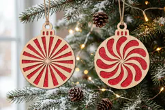 Swirl Christmas Bauble SVG Laser Cut Wood Decoration Product Image 2