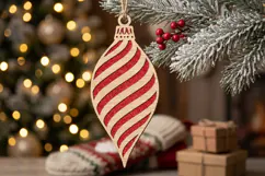 Swirl Christmas Ornament SVG Laser Cut, Holiday Decor File Product Image 1