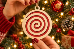 Swirl Christmas Ornament SVG Laser Cut Design File Product Image 2